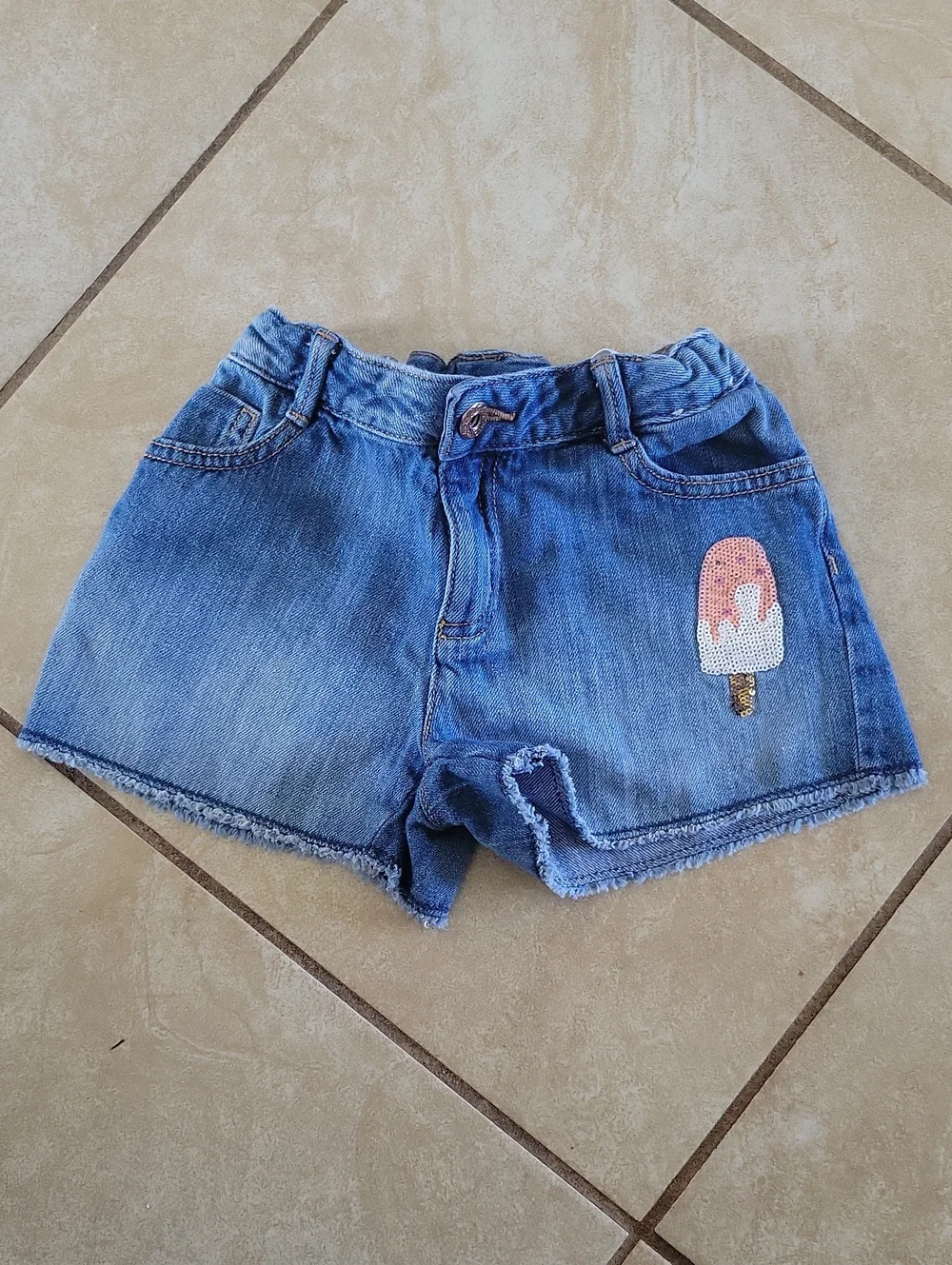 Gymboree Denim Shorts with Sequin Popsicle Patch
